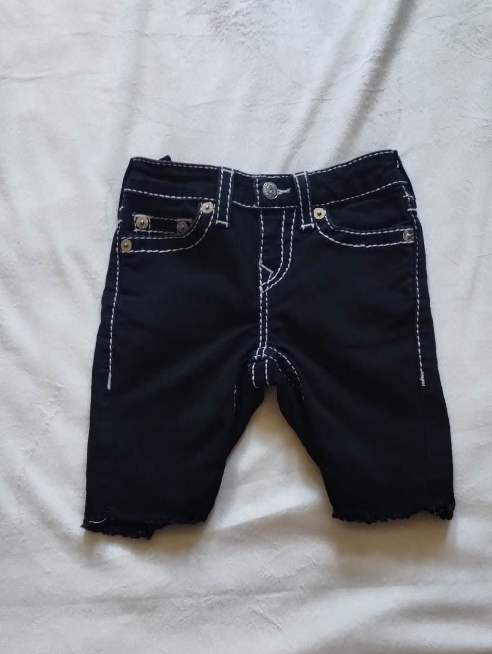 True Religion Kids Black Stretch Denim Shorts